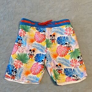 Men’s Disney Store Tropical Mickey Swim Trunks Size Small